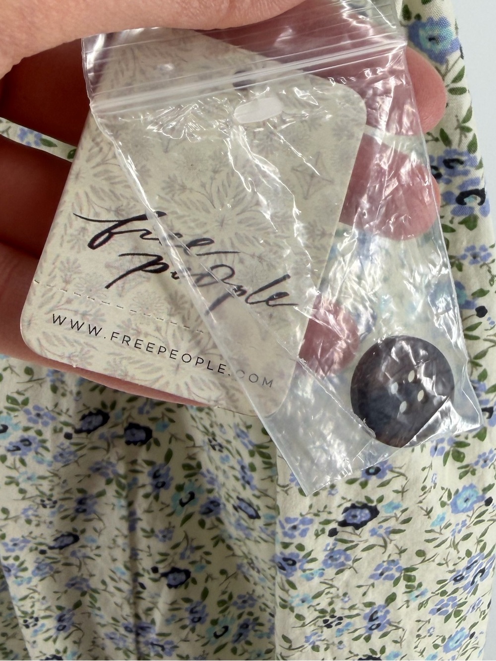 NWT Free People Petunia Mini Dress, Cream Blue Floral, Women's Medium - Picture 15 of 16